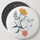 Prachtige botanische bloemen ronde button 6,0 cm (Voorkant /achterkant)