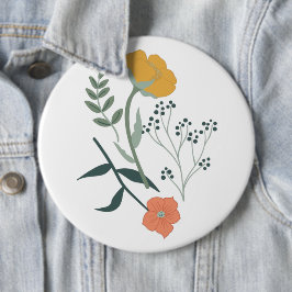 Prachtige botanische bloemen ronde button 6,0 cm