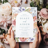 Prachtige Botanische Bloemenboog Bruiloft Kaart