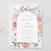 Prachtige Botanische Bloemenboog Bruiloft Kaart (Voorkant)