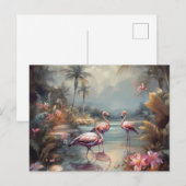prachtige  botanische schilderflamingos briefkaart (Voorkant / Achterkant)