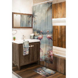 prachtige  botanische schilderflamingos douchegordijn