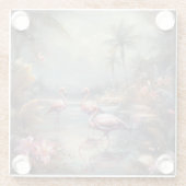 prachtige  botanische schilderflamingos glazen onderzetter (Achterkant)