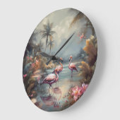 prachtige  botanische schilderflamingos grote klok (Hoek)