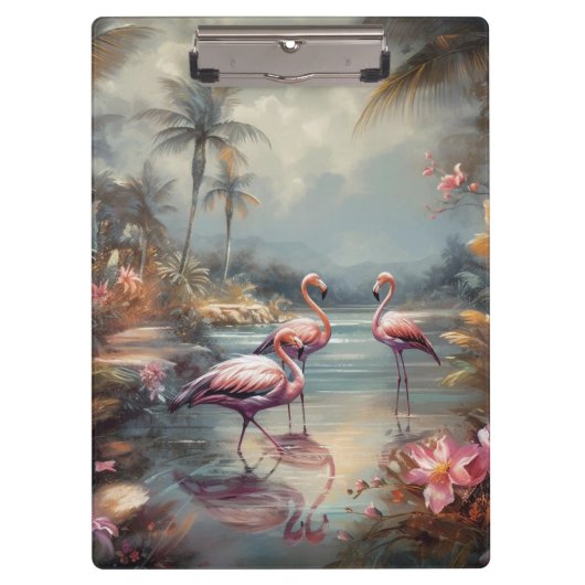 prachtige botanische schilderflamingos klembord (Voorkant)