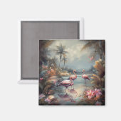 prachtige botanische schilderflamingos magneet (Voorkant / Achterkant)
