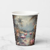 prachtige botanische schilderflamingos papieren bekers (Achterkant)
