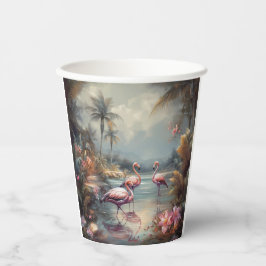 prachtige  botanische schilderflamingos papieren bekers