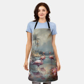 prachtige  botanische schilderflamingos schort (Gedragen)