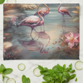 prachtige  botanische schilderflamingos theedoek (Gevouwen)