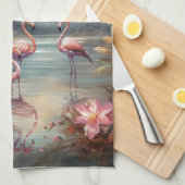 prachtige  botanische schilderflamingos theedoek (Quarter Fold)