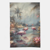 prachtige  botanische schilderflamingos theedoek (Verticaal)