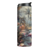 prachtige  botanische schilderflamingos thermosbeker (Gedraaid links)