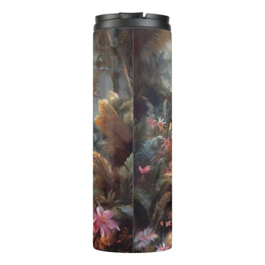 prachtige  botanische schilderflamingos thermosbeker (Achterkant)