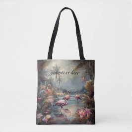 prachtige  botanische schilderflamingos tote bag