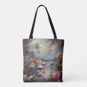 prachtige  botanische schilderflamingos tote bag (Achterkant)