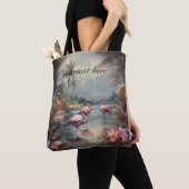 prachtige  botanische schilderflamingos tote bag (Dichtbij)