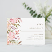 Prachtige botanische Waterverf Floral Wedding RSVP (Staand voorkant)