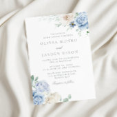 Prachtige botanische witte en blauwe bloemen bruil kaart