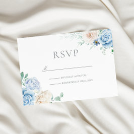 Prachtige botanische witte en blauwe bloemen bruil RSVP kaartje
