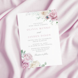 Prachtige botanische witte en roze bloemen bruilof kaart