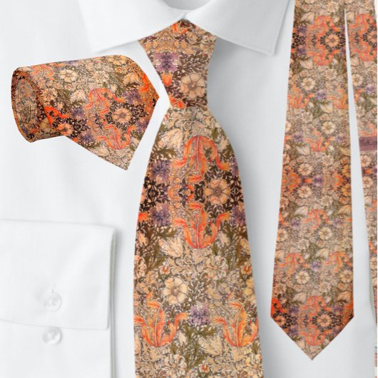 Prachtige Botanticals Bloemen Helder Sinaasappel | Stropdas