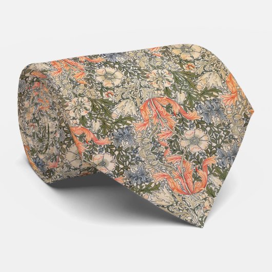 Prachtige Botanticals Floral Grey Sinaasappel Oliv Stropdas (Opgerold)