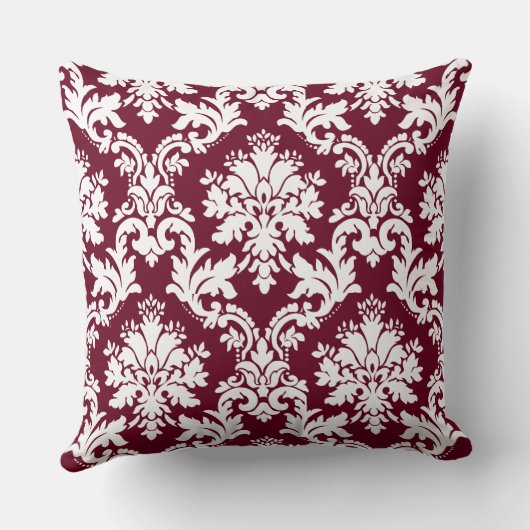 Prachtige Bourgogne Damask Floral Pattern Kussen (Achterkant)
