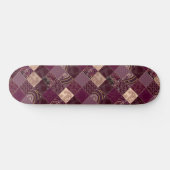 Prachtige Bourgogne Wine Paars Diamond Patchwork Persoonlijk Skateboard (Horizontaal)