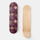 Prachtige Bourgogne Wine Paars Diamond Patchwork Persoonlijk Skateboard (Voorkant)