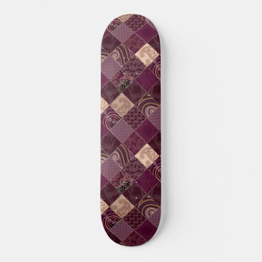 Prachtige Bourgogne Wine Paars Diamond Patchwork Persoonlijk Skateboard (Voorkant)