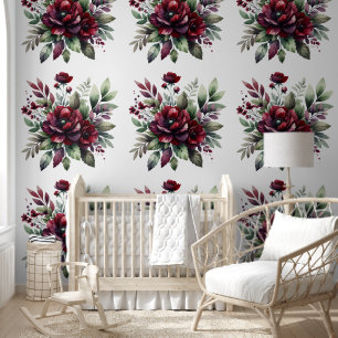 Prachtige Bourgondische botanische bloem Behang