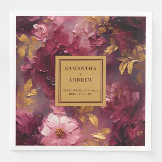 Prachtige Bourgondische gouden bruiloft diner serv Servet (Voorkant)