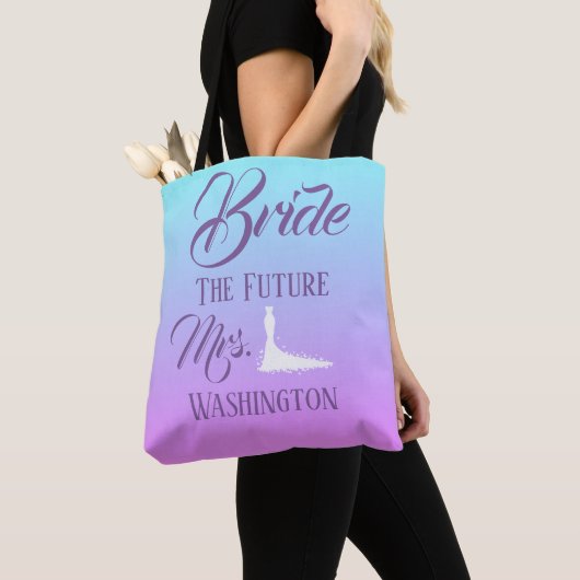 Prachtige Bridal Gift Ombre Blue en Lavender Tote Bag (Dichtbij)