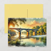 Prachtige Bridge Warm Green James River Waterverf Briefkaart (Voorkant / Achterkant)