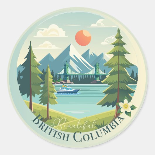 Prachtige British Columbia Ronde Sticker (Voorkant)