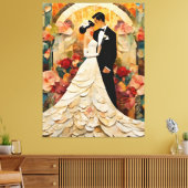 Prachtige bruid en bruidegom Collage Canvas Afdruk (Insitu (Woonkamer))