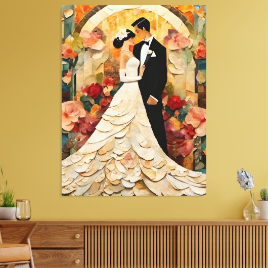 Prachtige bruid en bruidegom Collage Canvas Afdruk (Insitu (Woonkamer))