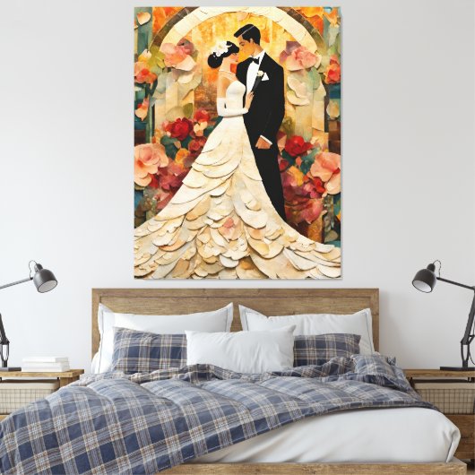 Prachtige bruid en bruidegom Collage Canvas Afdruk (Insitu (Slaapkamer))