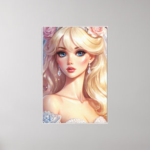 Prachtige Bruid Waterverf Uitgerekt Canvas Print