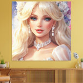 Prachtige Bruid Waterverf Uitgerekt Canvas Print (Insitu (Woonkamer))