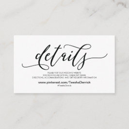 Prachtige bruiloft Website met details Informatiekaartje