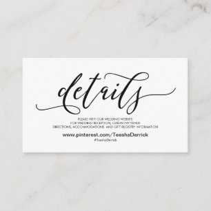 Prachtige bruiloft Website met details Informatiekaartje