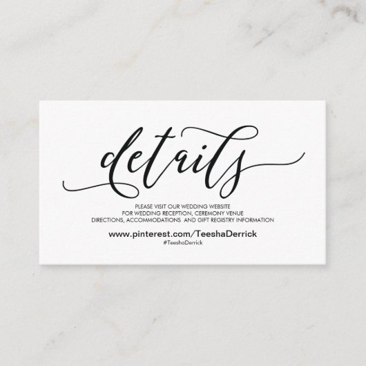 Prachtige bruiloft Website met details Informatiekaartje (Voorkant)