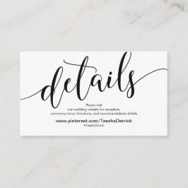 Prachtige bruiloft Website met details Informatiekaartje