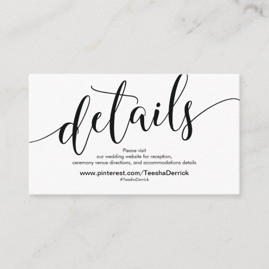 Prachtige bruiloft Website met details Informatiekaartje (Voorkant)