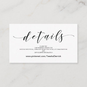 Prachtige bruiloft Website met details Informatiekaartje