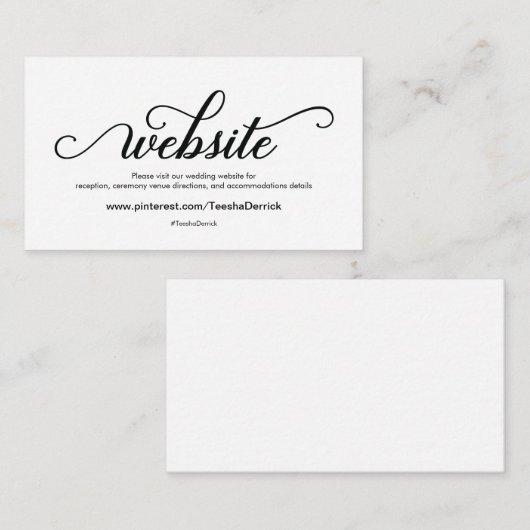 Prachtige bruiloft Website met details Informatiekaartje (Voorkant / Achterkant)