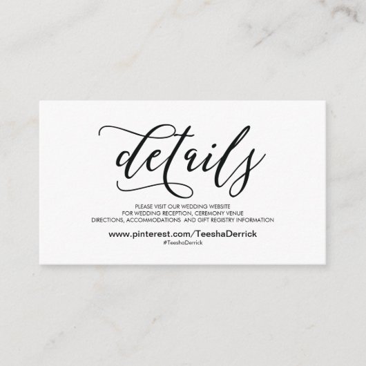 Prachtige bruiloft Website met details Informatiekaartje (Voorkant)