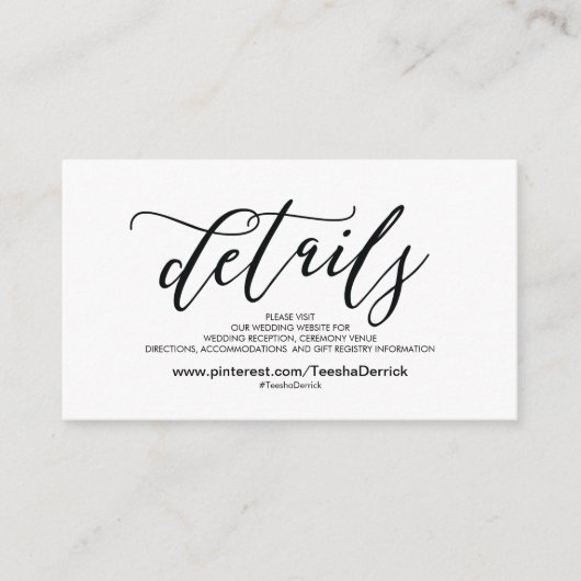 Prachtige bruiloft Website met details Informatiekaartje (Voorkant)